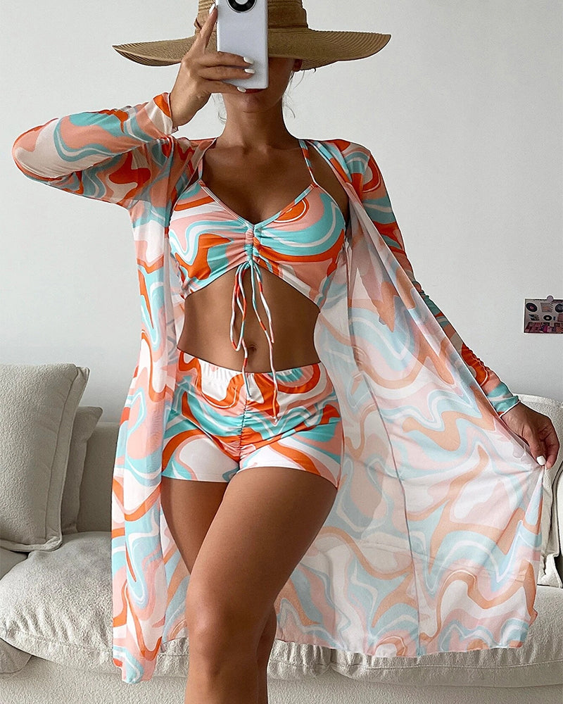 Silvija | Bikini Three Piece Printed Shorts Set