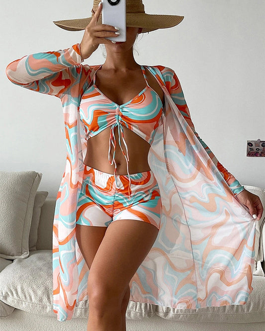Silvija | Bikini Three Piece Printed Shorts Set