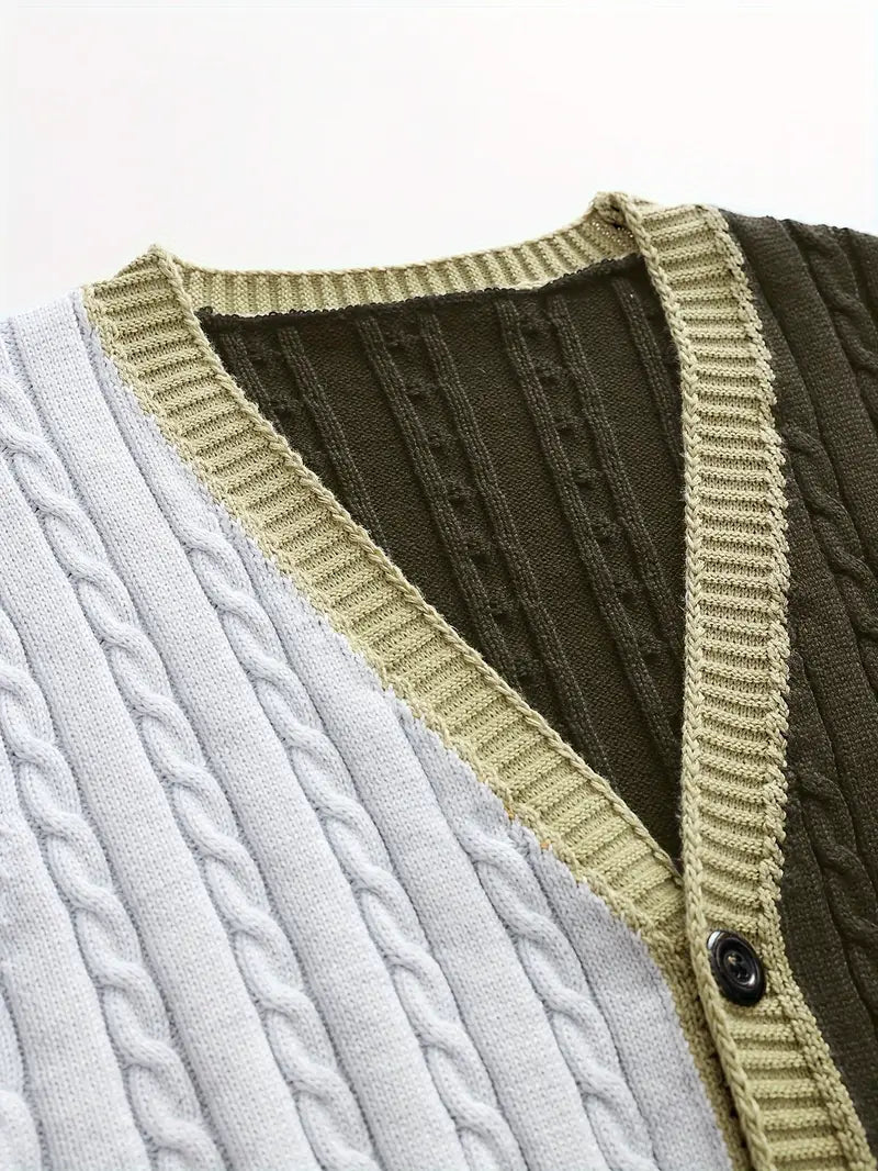 Bryant | Cable Knit Colour Block Cardigan
