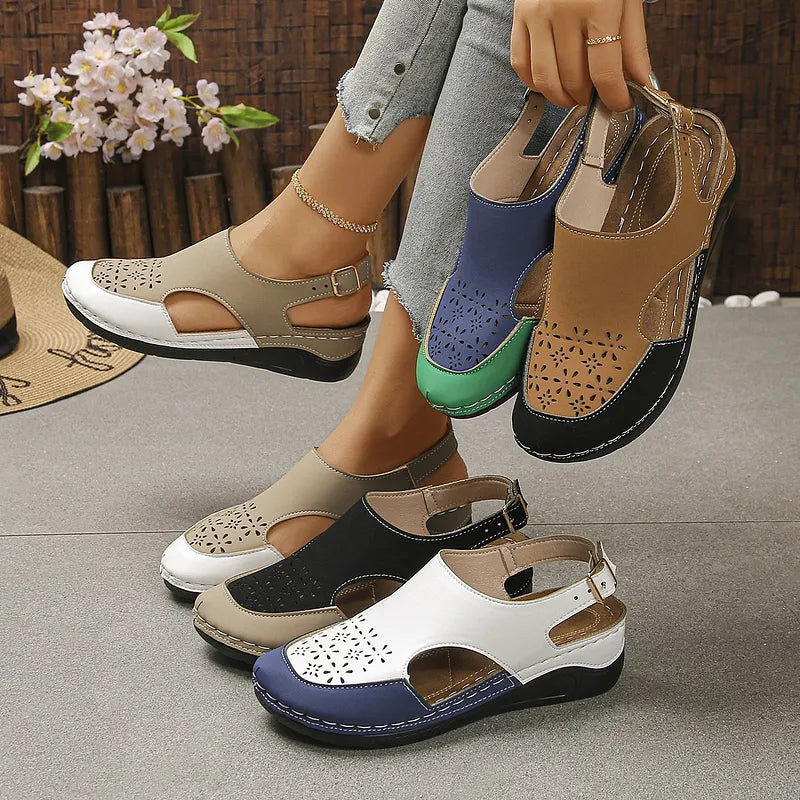 Anesa | Slingback Cut-Out Wedge Comfort Sandals
