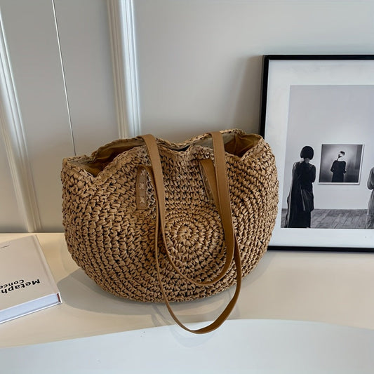 Cléa | Woven Round Straw Tote Shoulder Bag