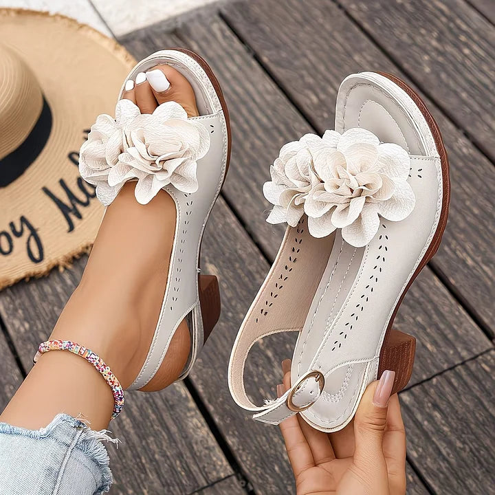 Gayanthi | Floral Block Heel Sandals