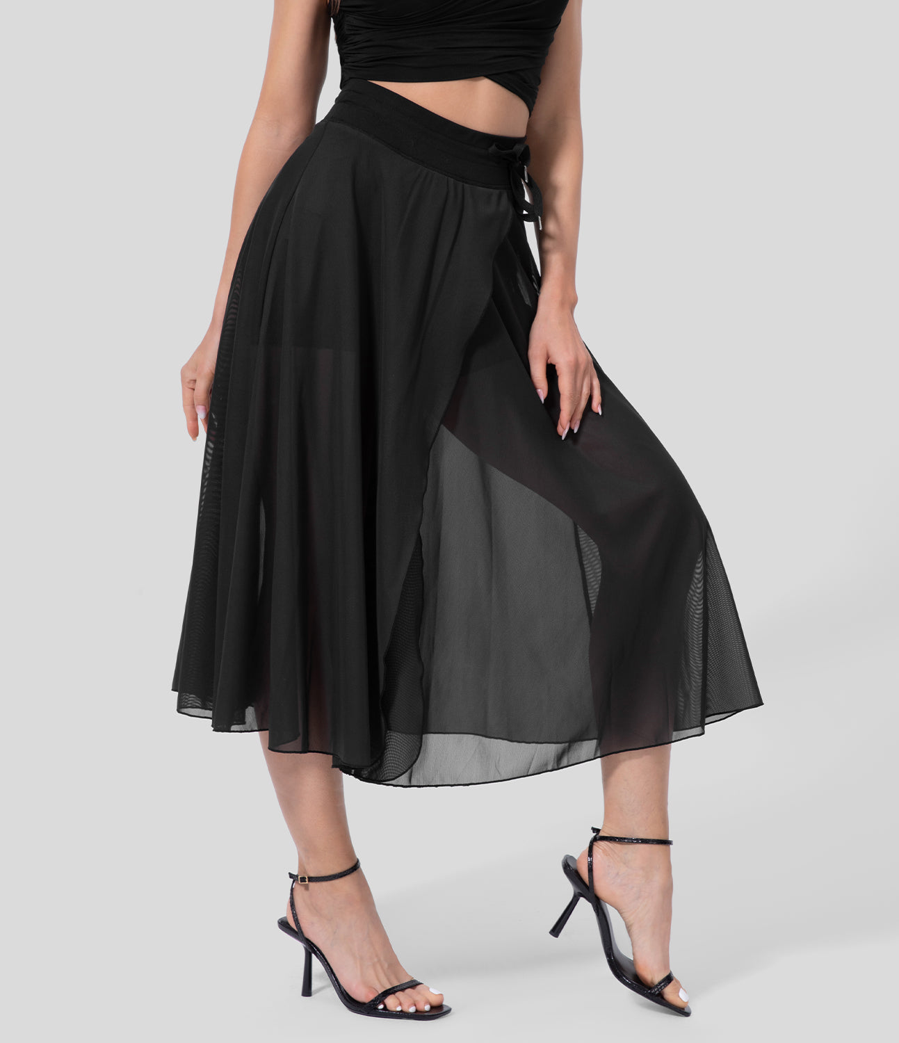 Eliara - High Waisted 2 In 1 Wrap Skirt Shorts