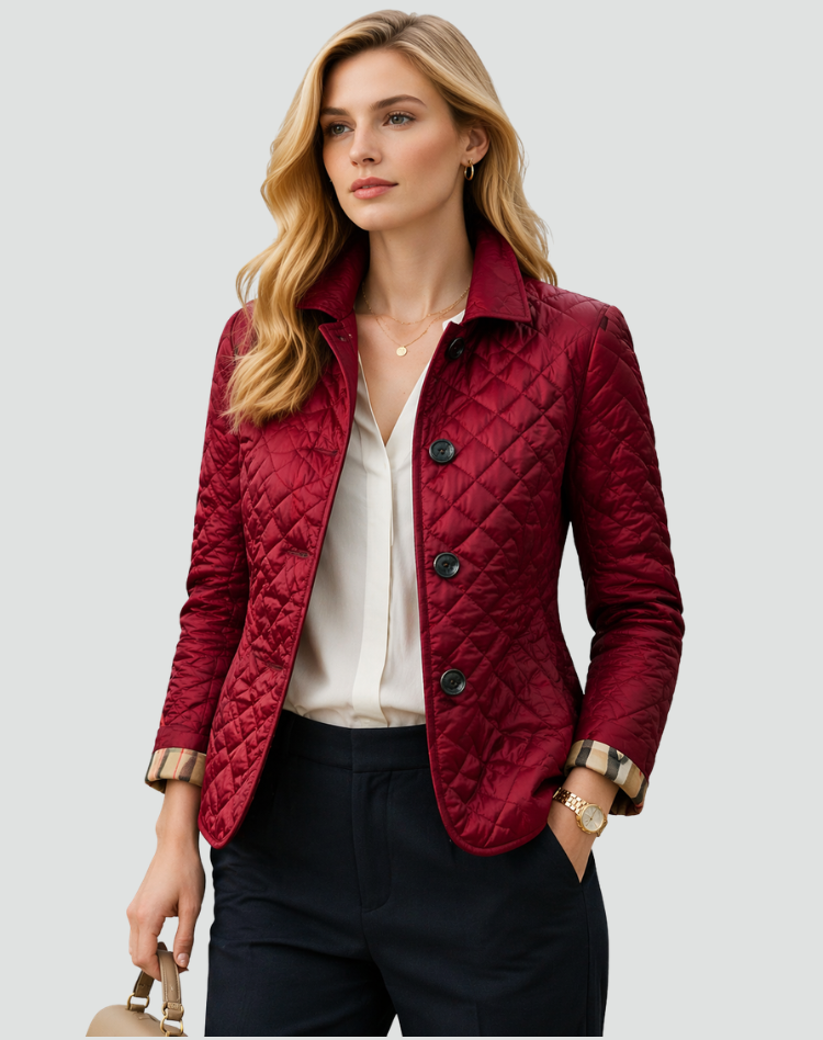 Myrna | Quilted Jacket Stand Collar Button Front