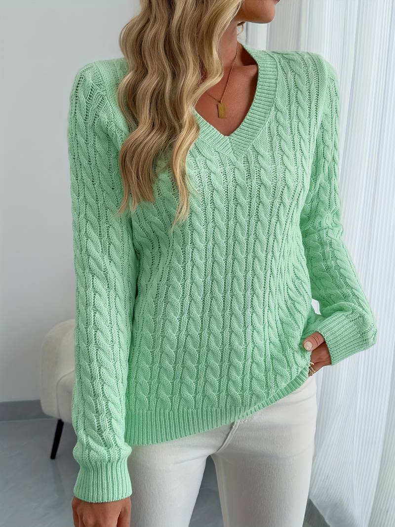 Zivah | V-Neck Cable Knit Jumper