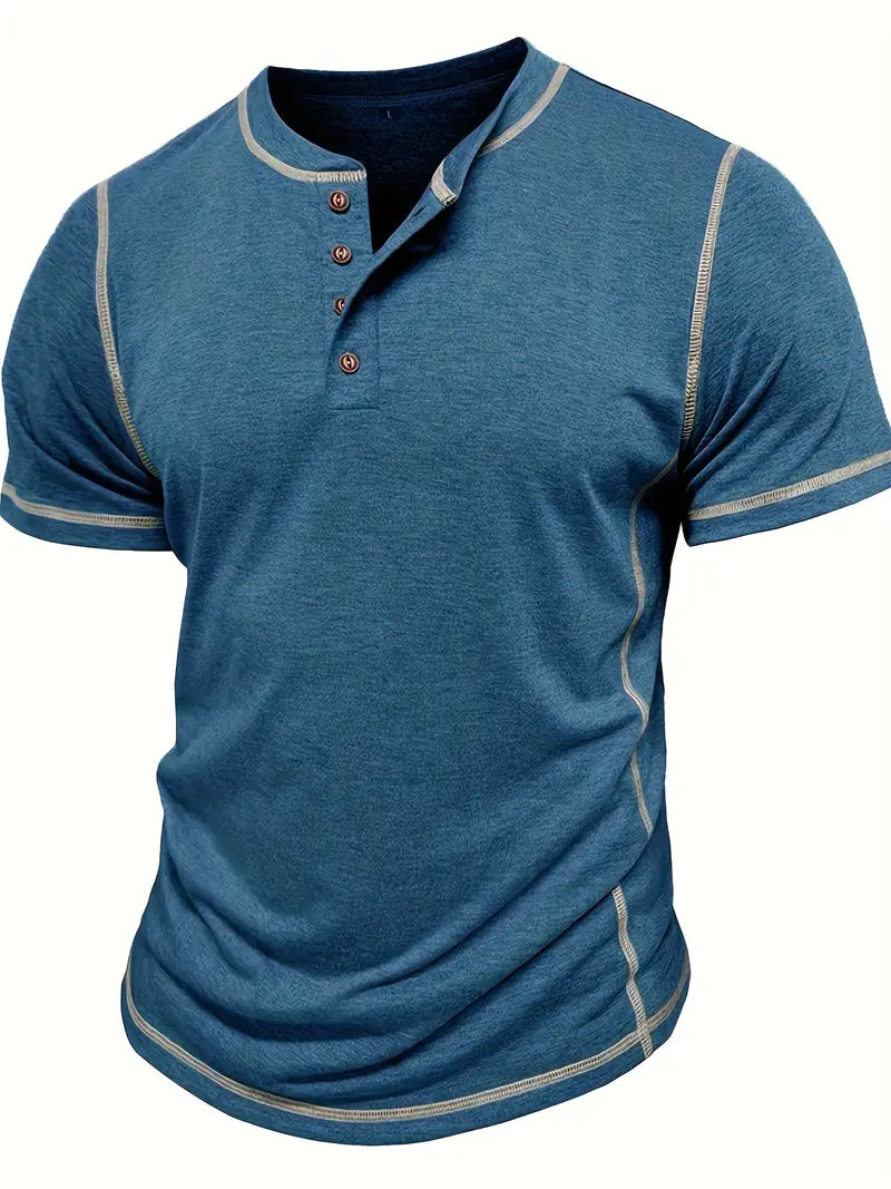 Orazio | Short Sleeve Henley Neck T-Shirt
