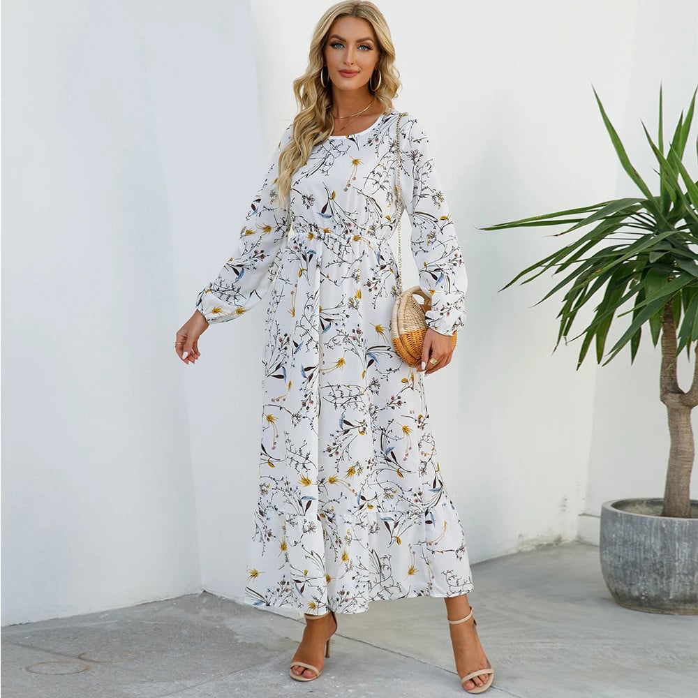 Trisha | Floral Print Maxi Dress Long Sleeves