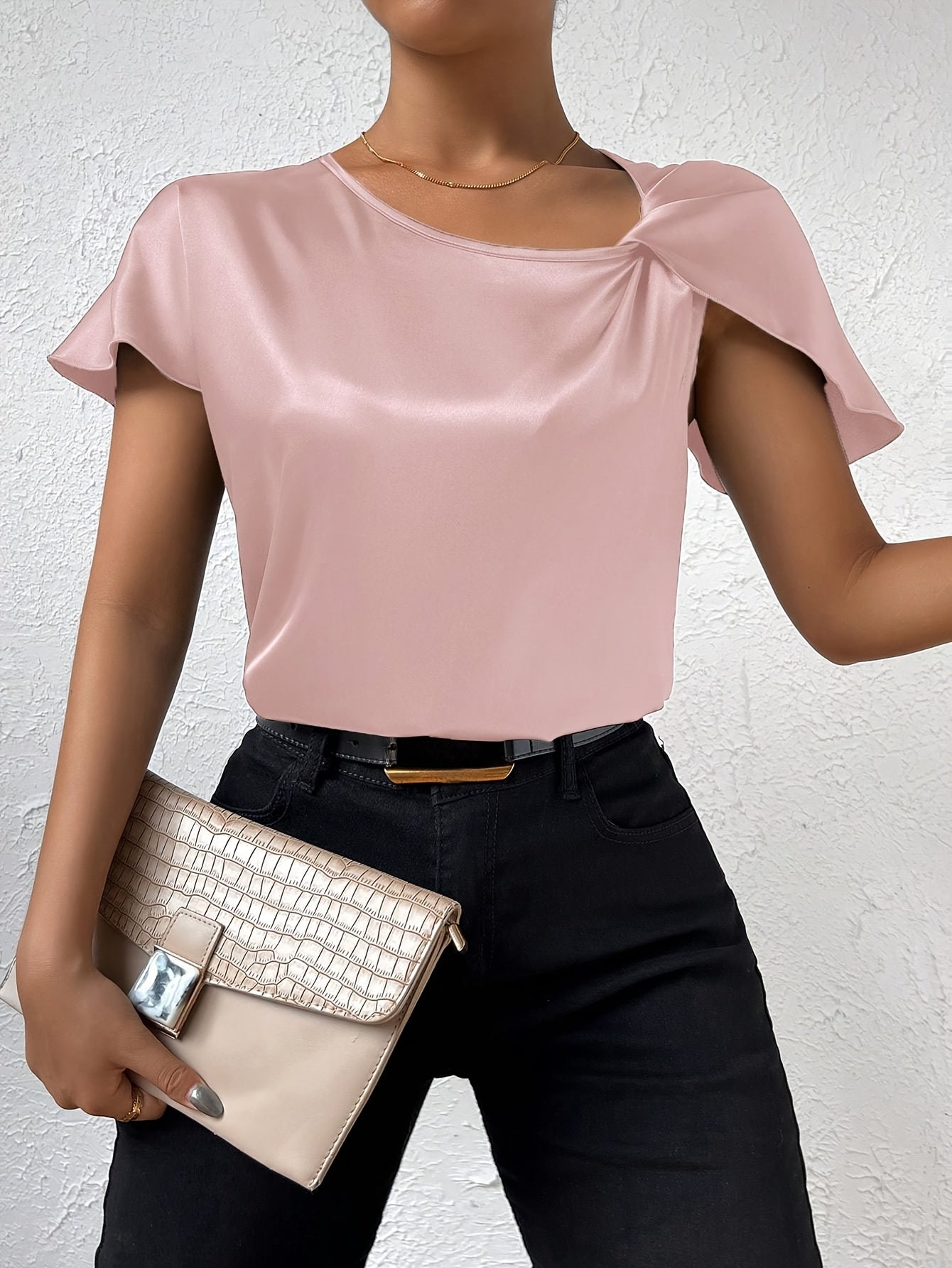 Loretta | Satin-Look Cape Sleeve Blouse
