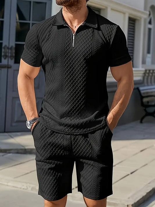 Francisco | Polo Shirt And Textured Shorts Set