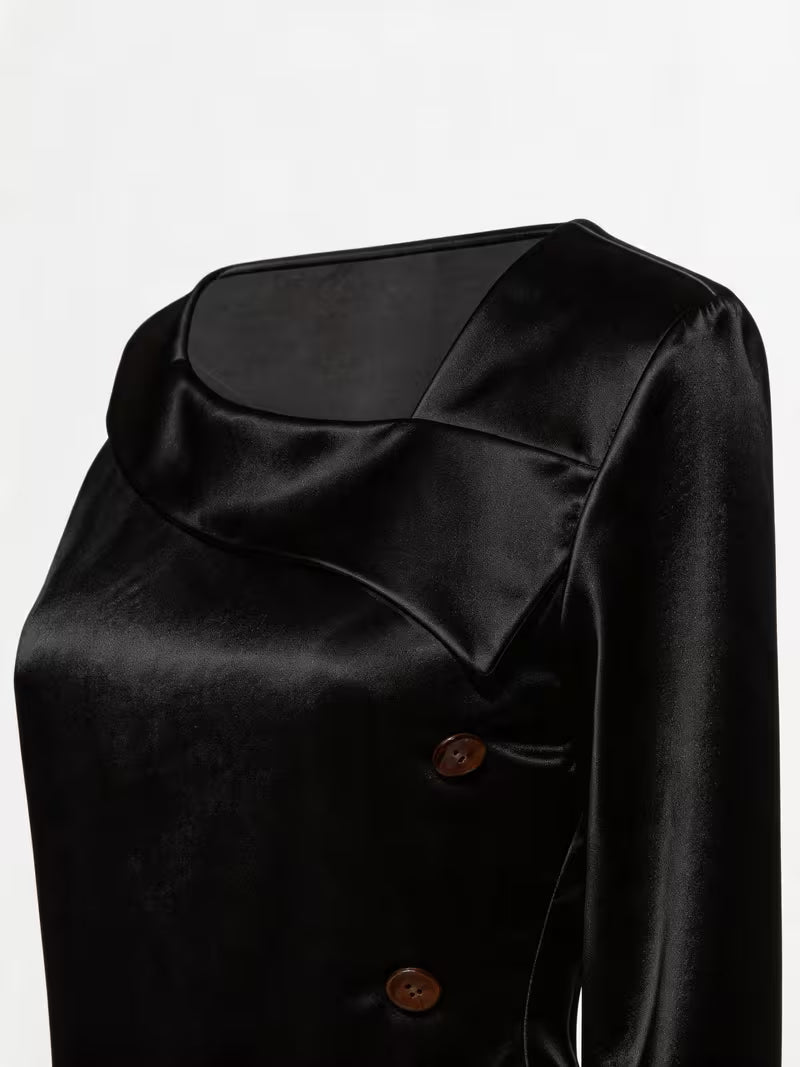 Avelea | Satin Square Neck Blouse with Side Buttons