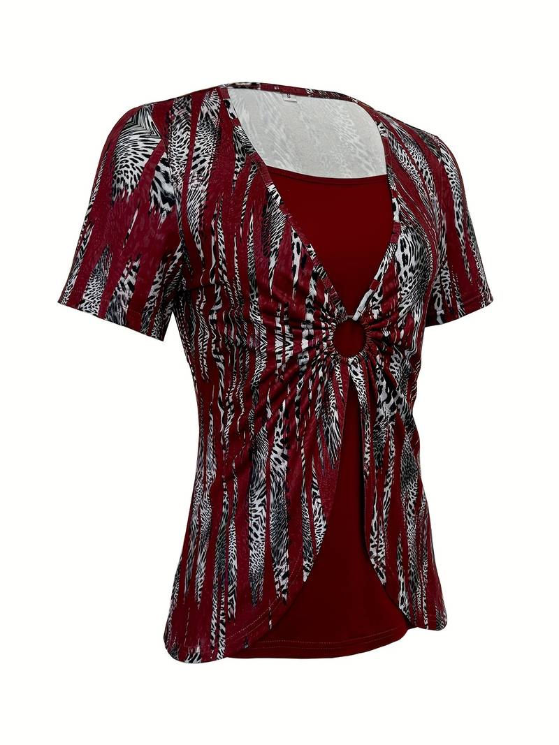 Nairy | Printed T Shirt with Ring Front Detail