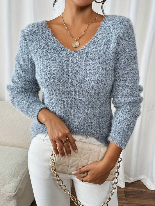 Aderah | V-Neck Textured Knit Jumper