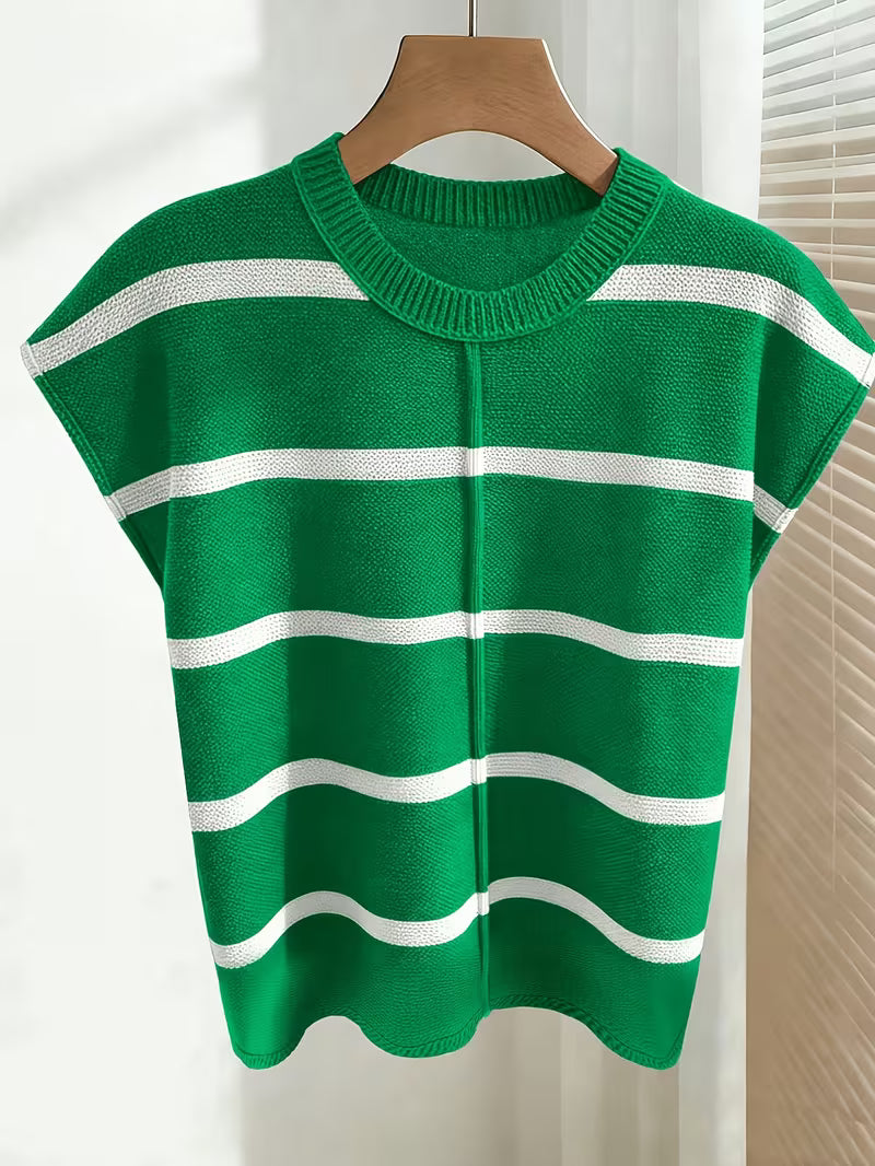 Enila | Striped Knit Jumper with Short Sleeves