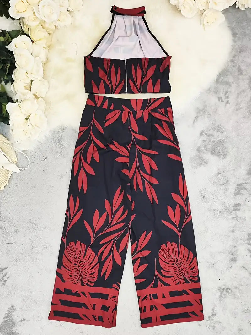Zirina | Tropical Print Halter Two Piece Set