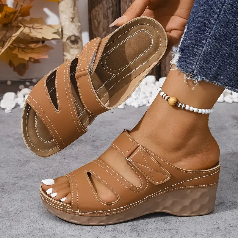 Rowella | Wedge Heel Open Toe Slide Sandals