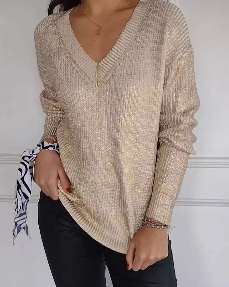 Natasja | V-Neck Long Sleeve Knitted Jumper
