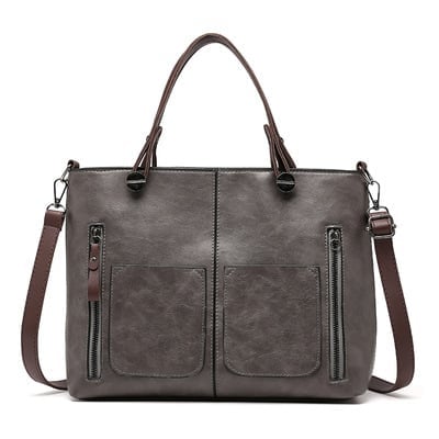 CarryNest - Vintage Brown Zip Pocket Tote Bag