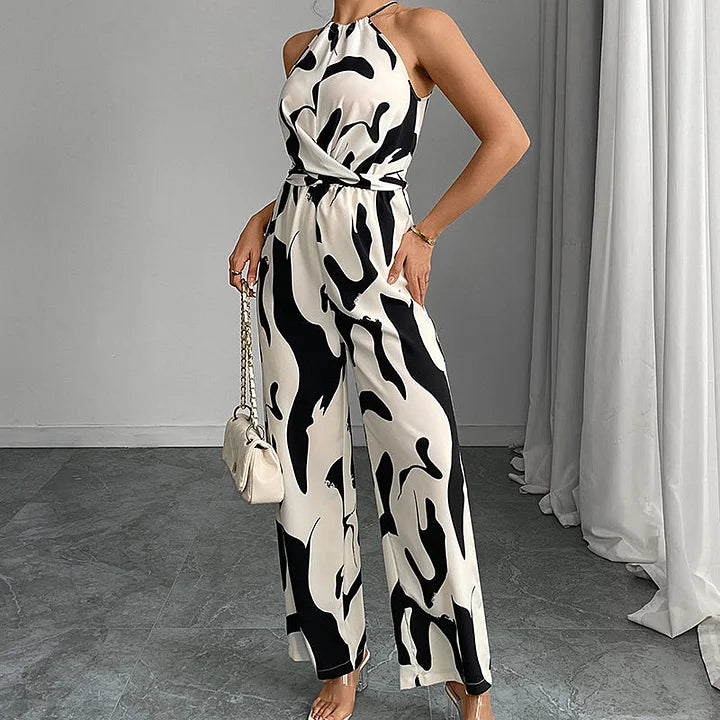Jorinda | Printed Halterneck Wide Leg Jumpsuit