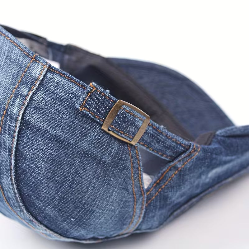 DenimCrown - Denim Flat Cap Adjustable Beret Hat