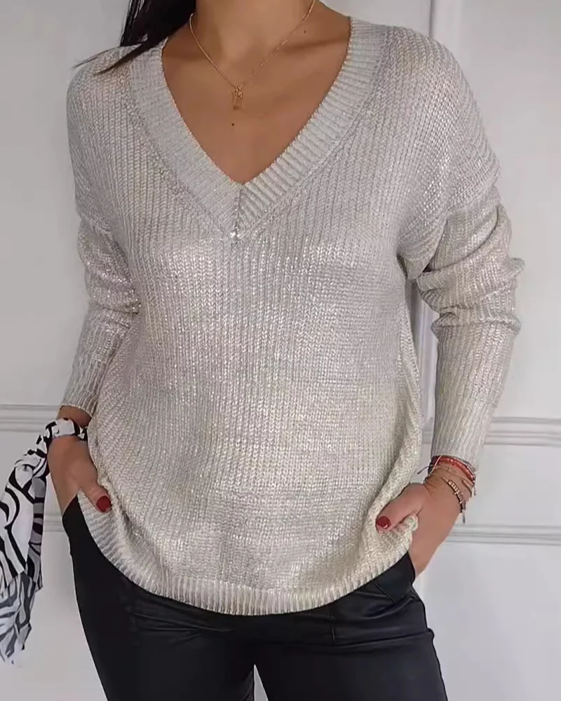 Natasja | V-Neck Long Sleeve Knitted Jumper
