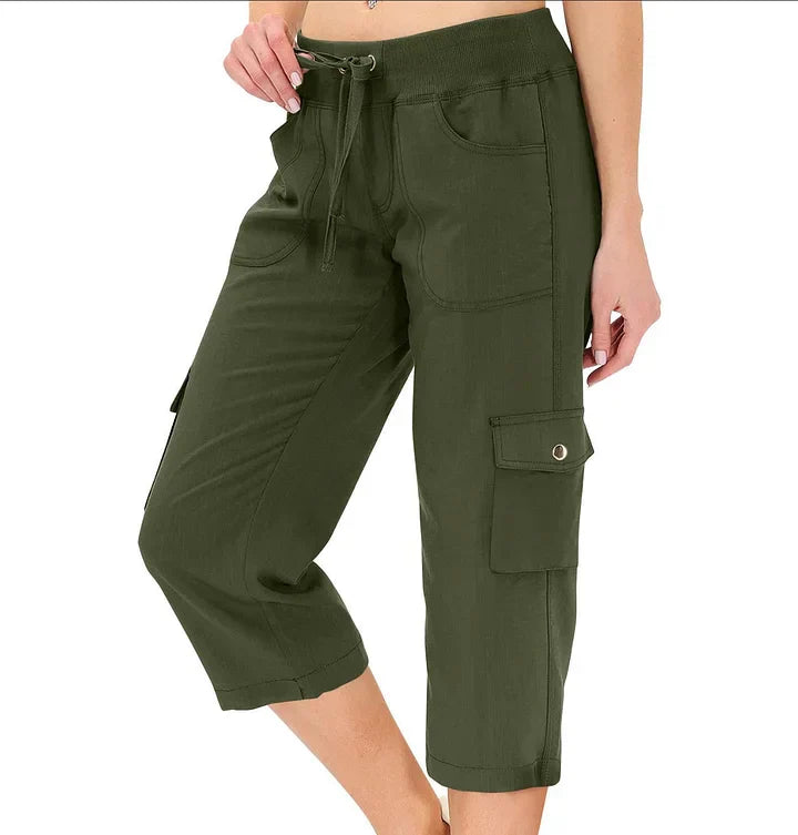 Mileni | Drawstring Cargo Cropped Trousers