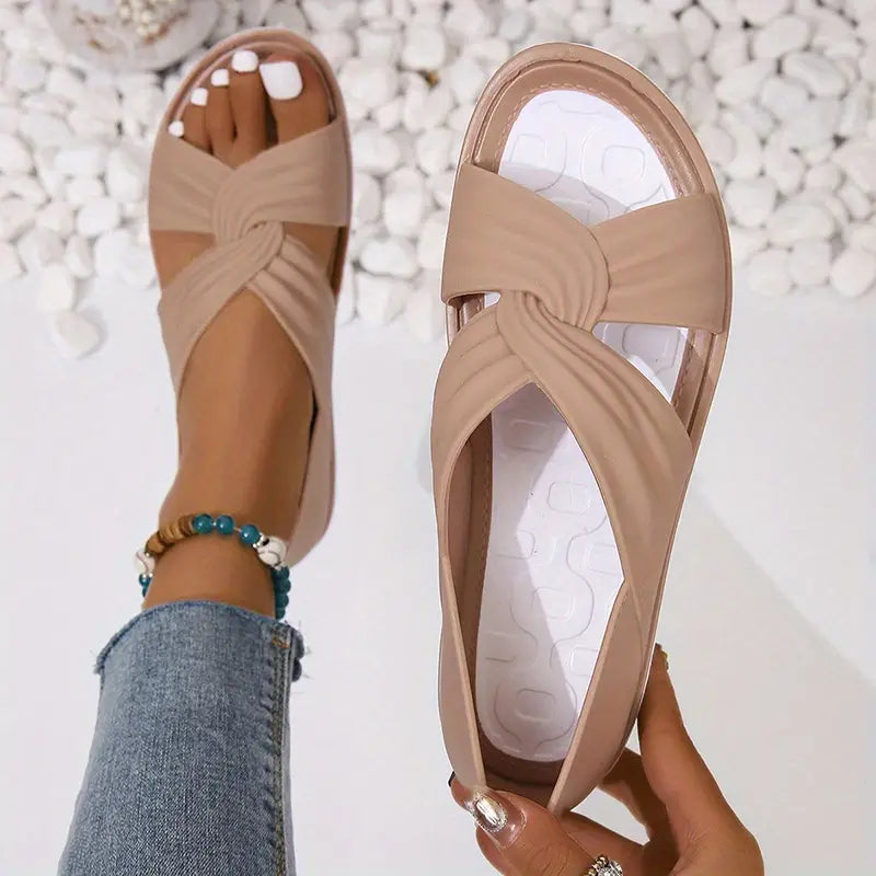 Lenja | Slide Sandals Cross Strap Open Toe