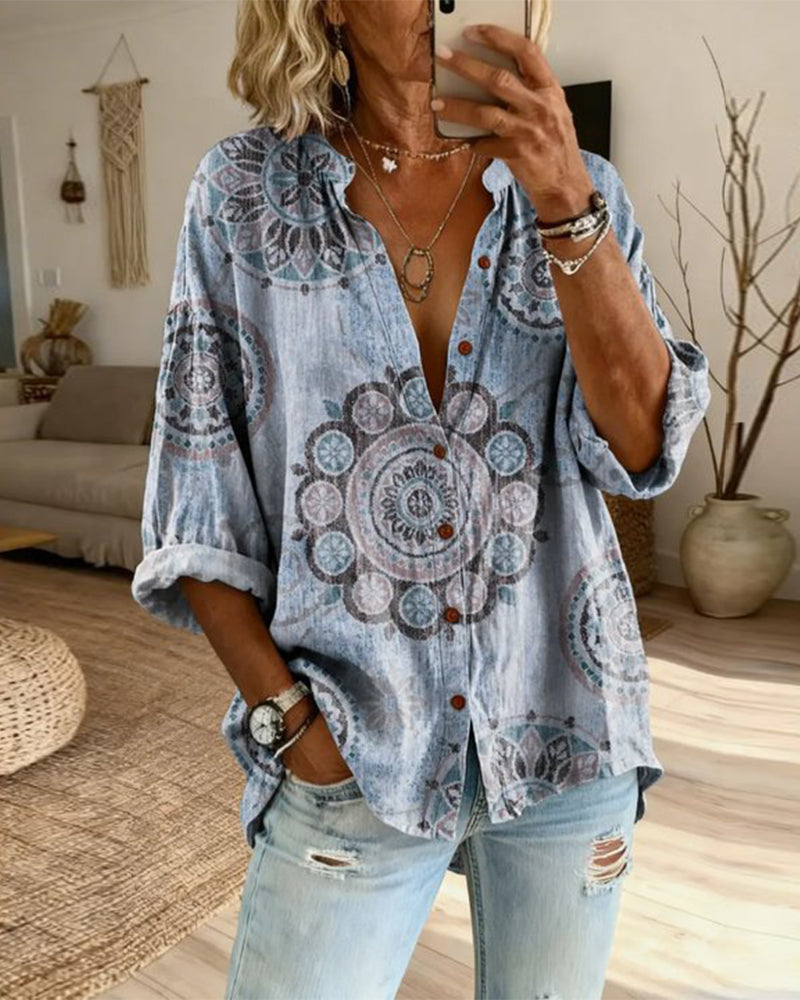 Nirita - Mandala Print Button Front Shirt