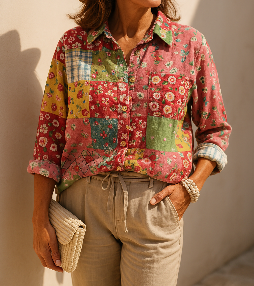 Petra | Floral Print Button Front Shirt Blouse