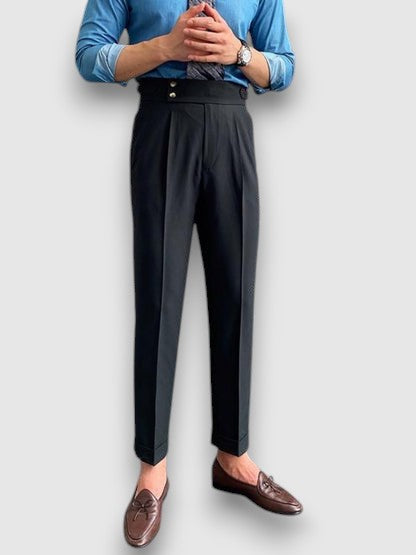 Flurin | Pleated High Waist Formal Trousers