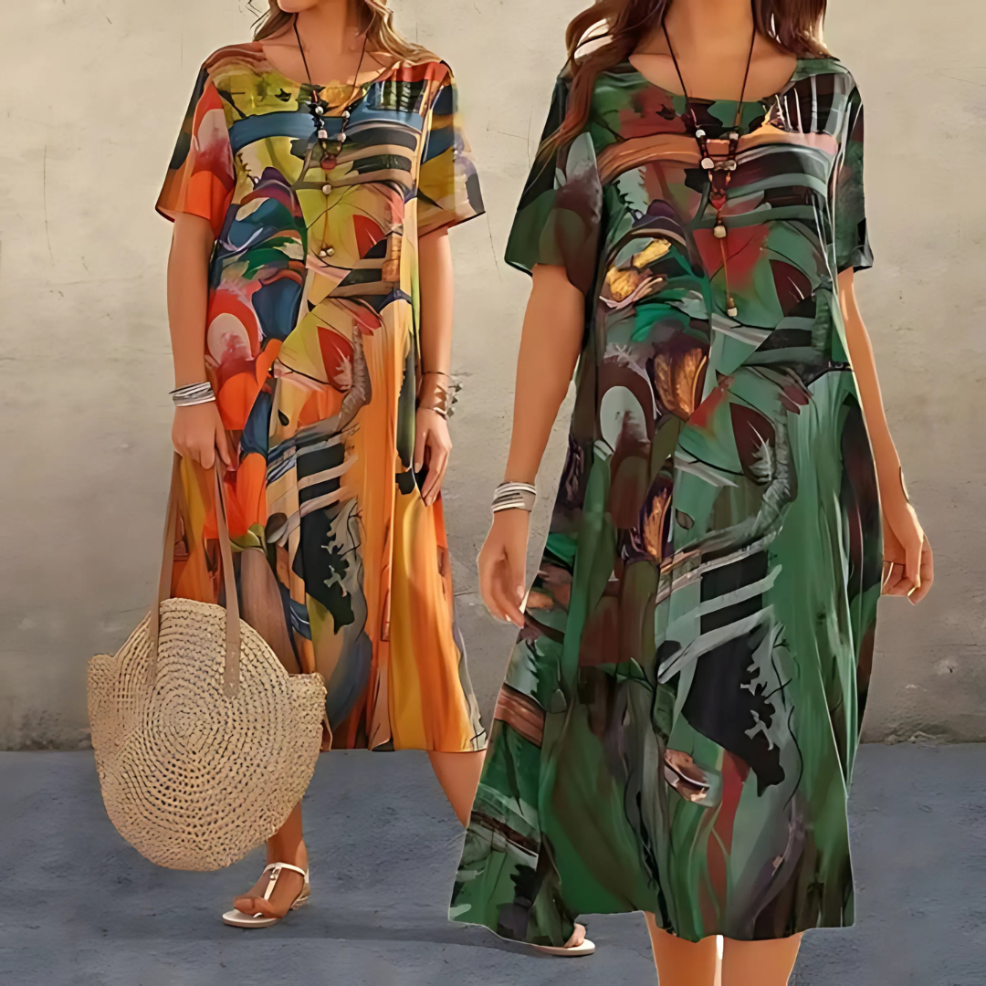 Filomena | Abstract Print Midi Summer Dress