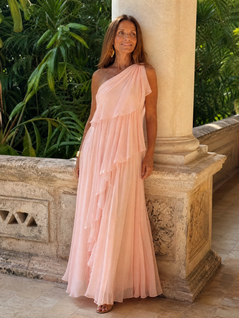 Seyma | One Shoulder Ruffle Maxi Dress