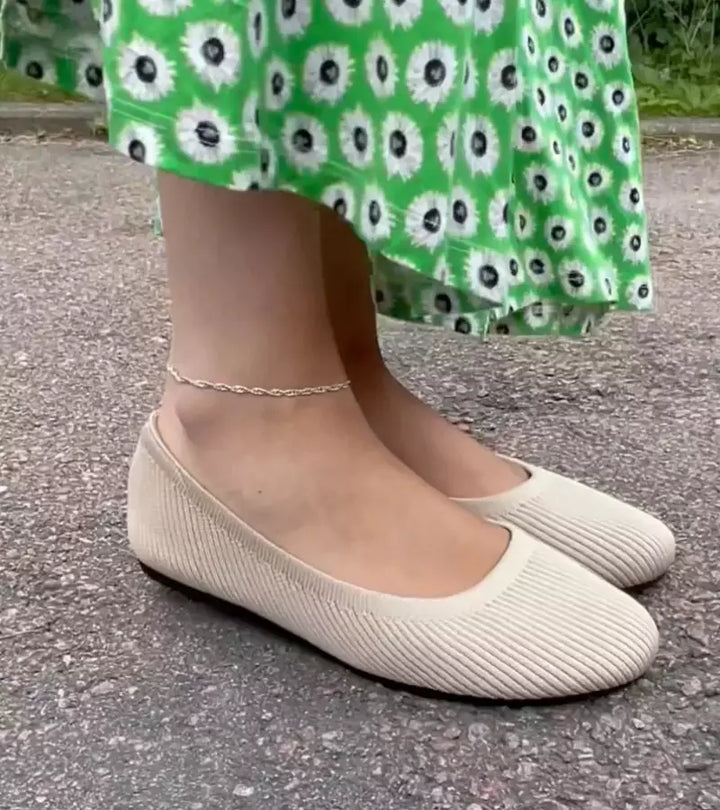 Alfia | Ballet Flats Ribbed Round Toe Slip On