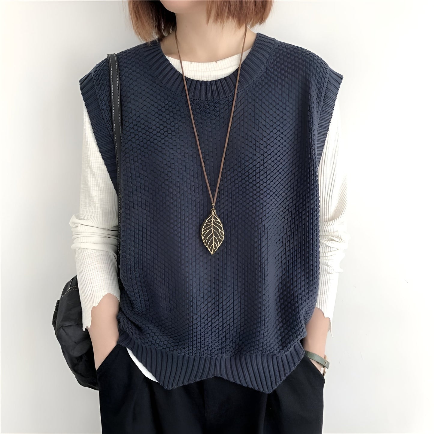 Ramona | Knitted Sleeveless Crew Neck Jumper Vest