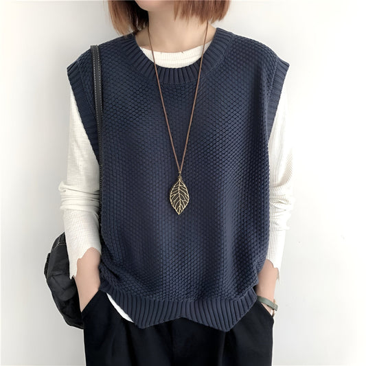 Ramona | Knitted Sleeveless Crew Neck Jumper Vest