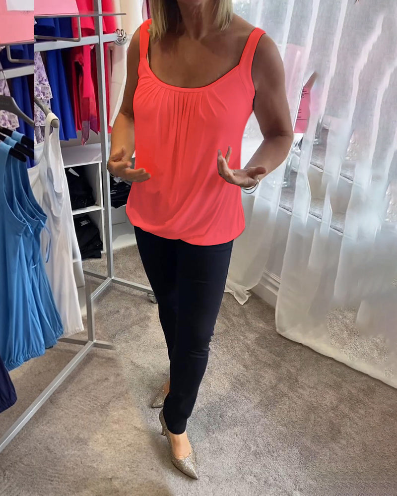 Hanner | Pleated Sleeveless Scoop Neck Top