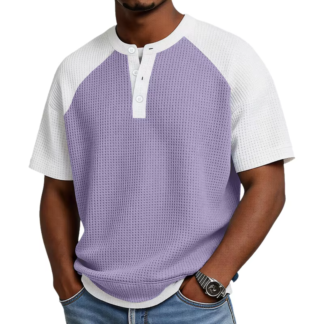 Jayz | Waffle Knit Colour Block Henley T-Shirt