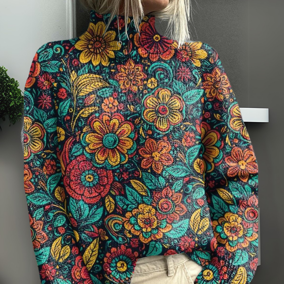 Rasha | High Neck Printed Knitted Jumper