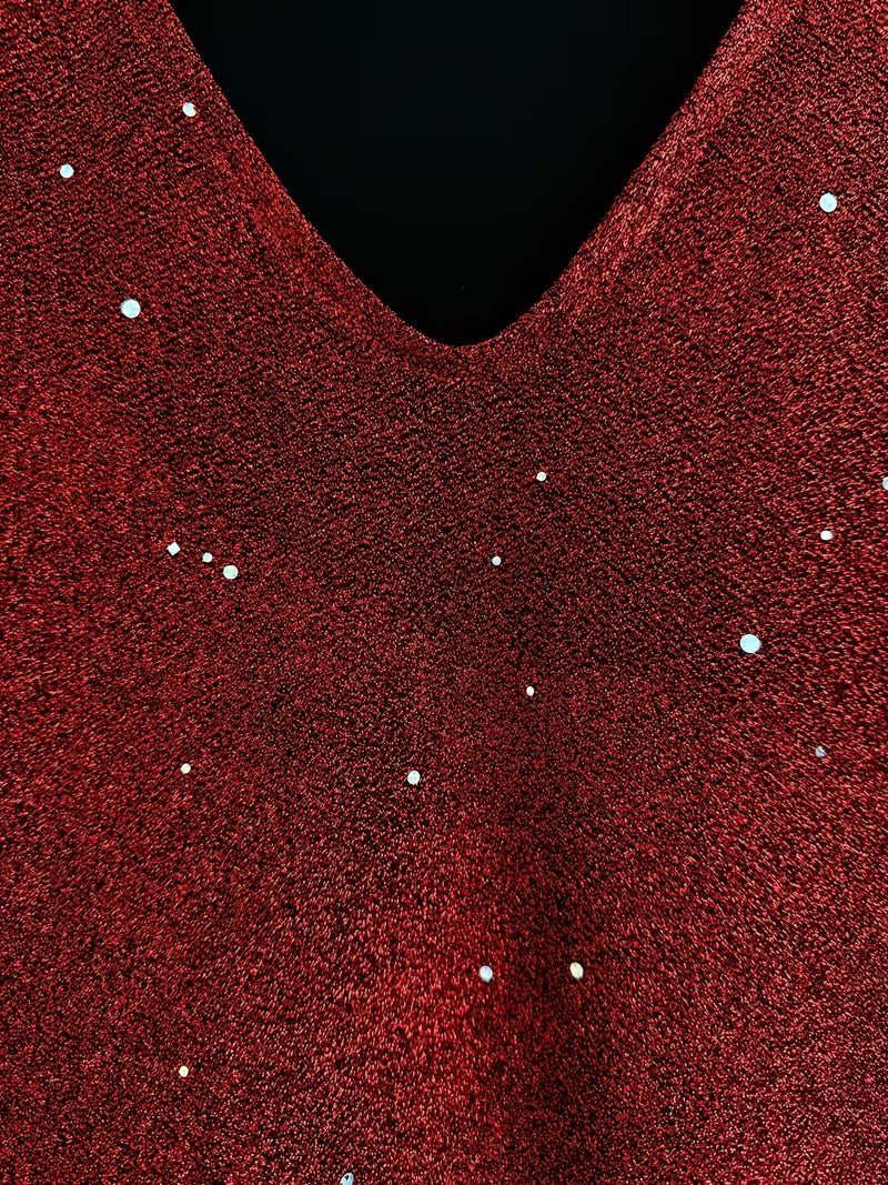 Eglantina | Sequin V Neck Long Sleeve Dress