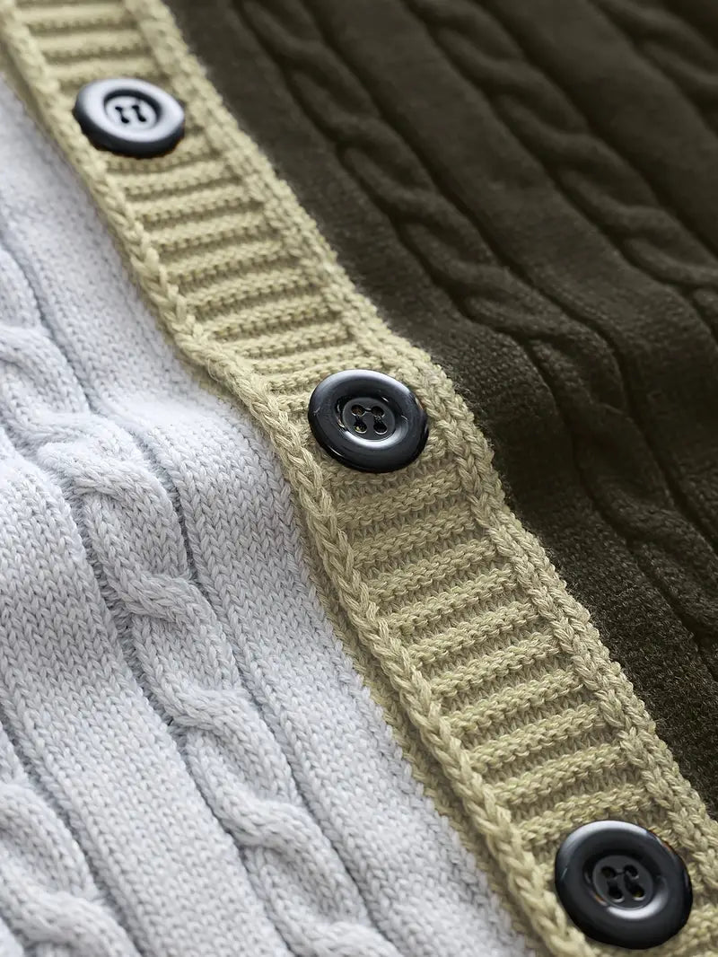 Bryant | Cable Knit Colour Block Cardigan