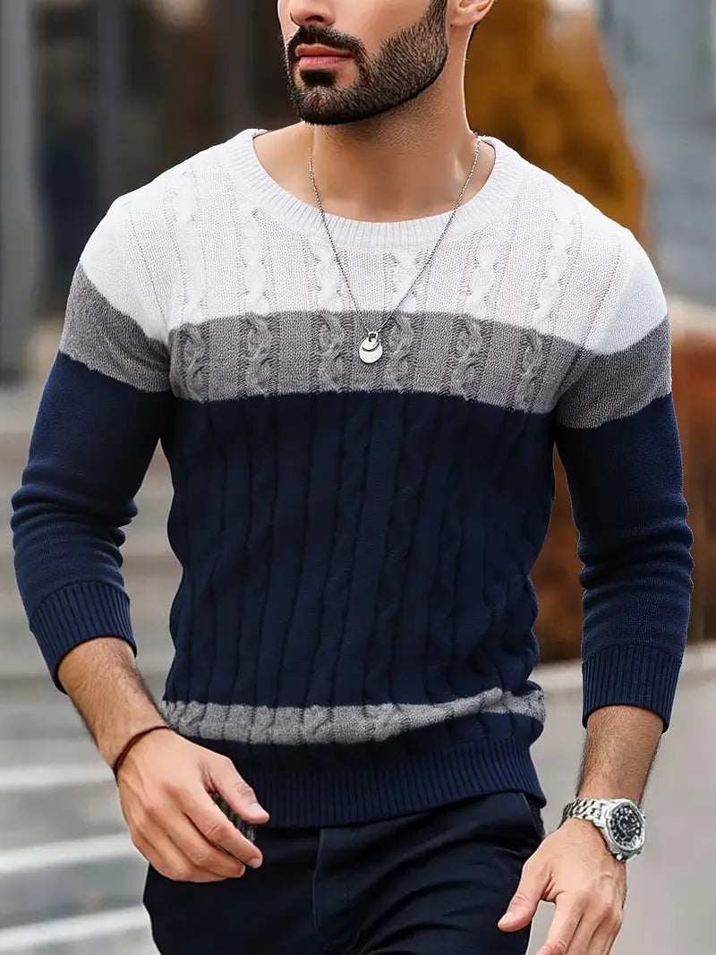 Watkins | Knitted Cable Crew Neck Sweater