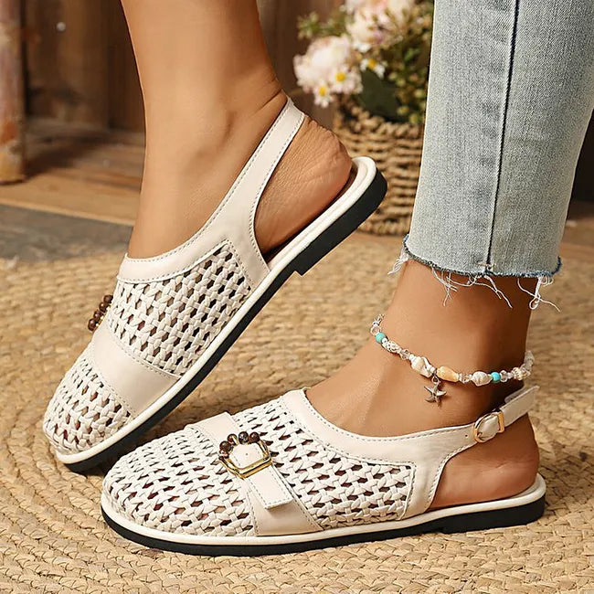 Ghie | Woven Closed Toe Slingback Sandals