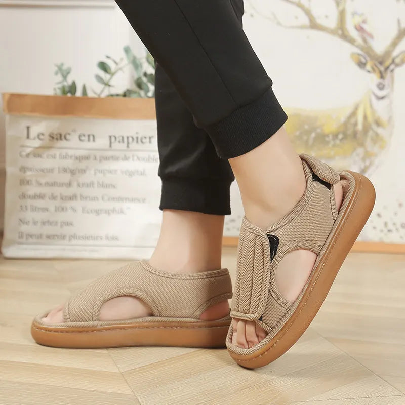 Karena | Adjustable Hook and Loop Open-Toe Sandals
