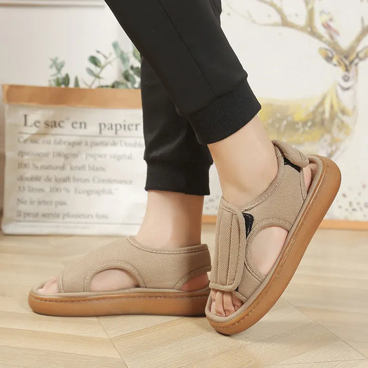 Karena | Adjustable Hook and Loop Open-Toe Sandals