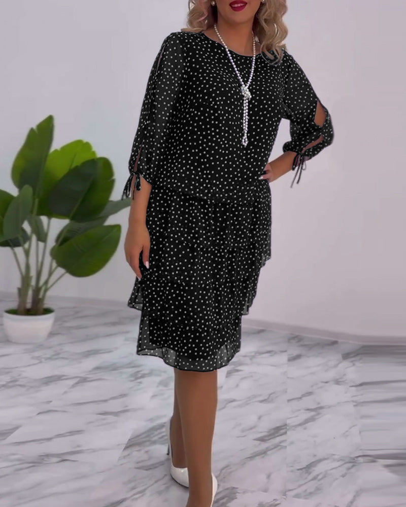 Meirit | Polka Dot Layered Midi Dress