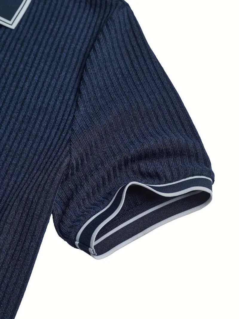 Orestis - Ribbed Short Sleeve Contrast Polo Shirt