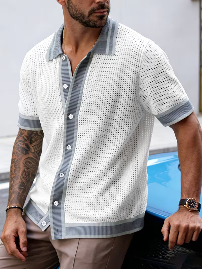 Walt | Knitted Short Sleeve Button Polo Shirt