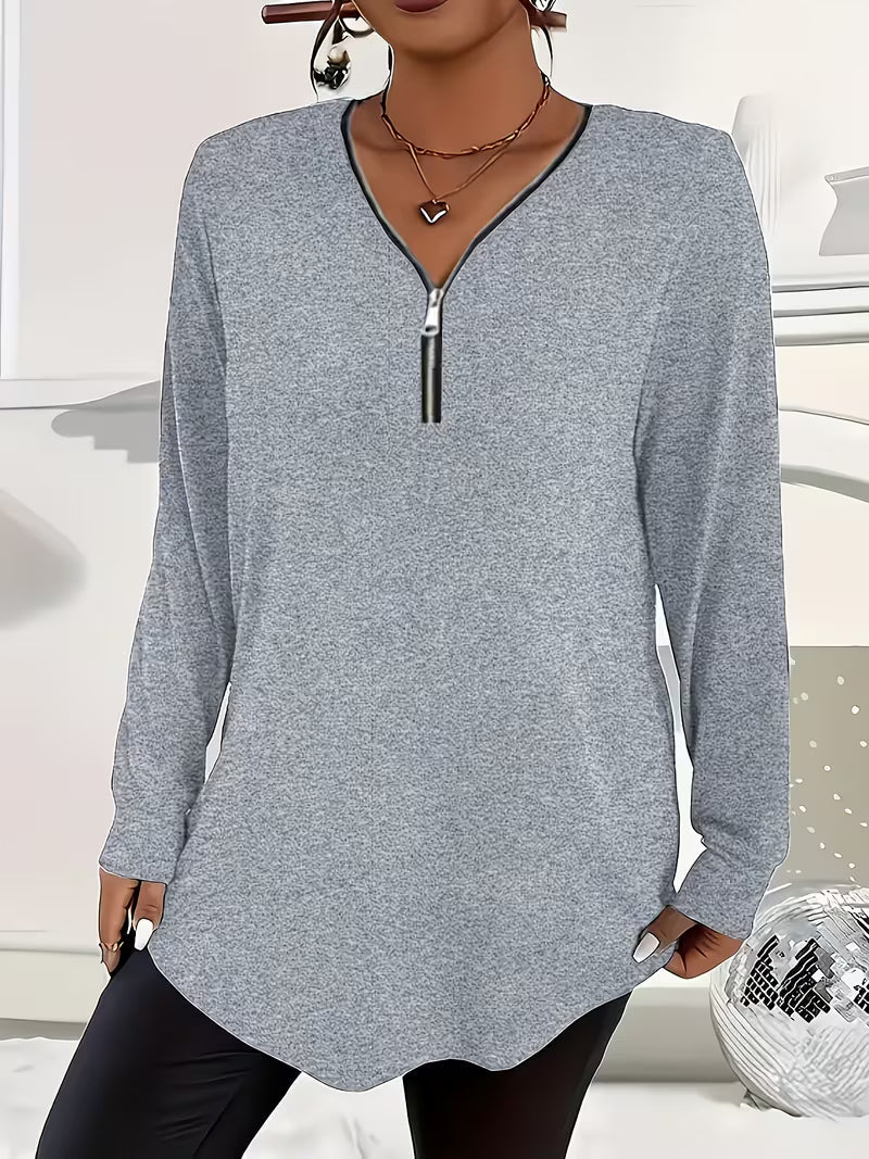 Liorah - Elegant Long Sleeve Zip-Up Shirt