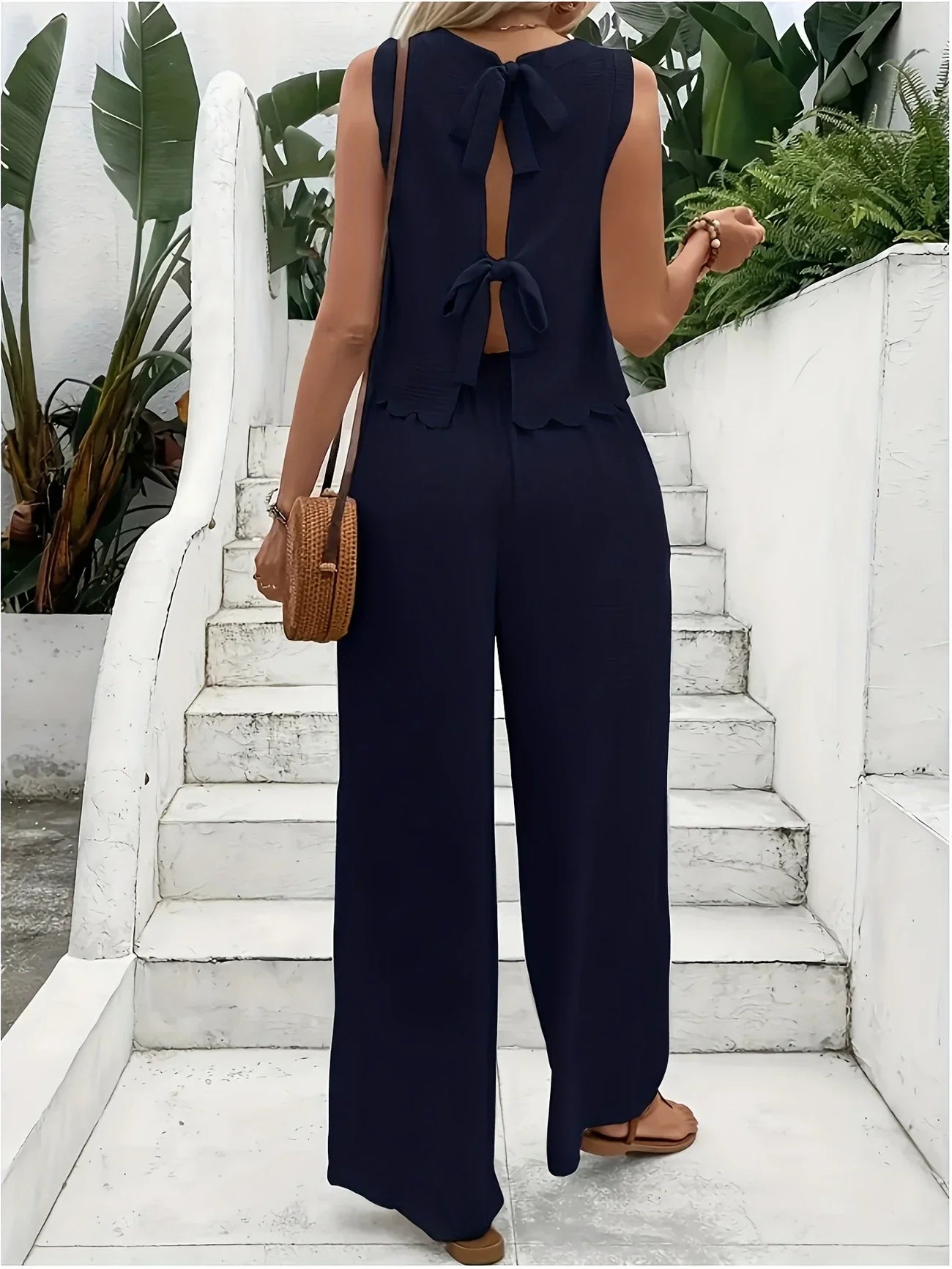 Raya | Sleeveless Wide Leg Two Piece Set