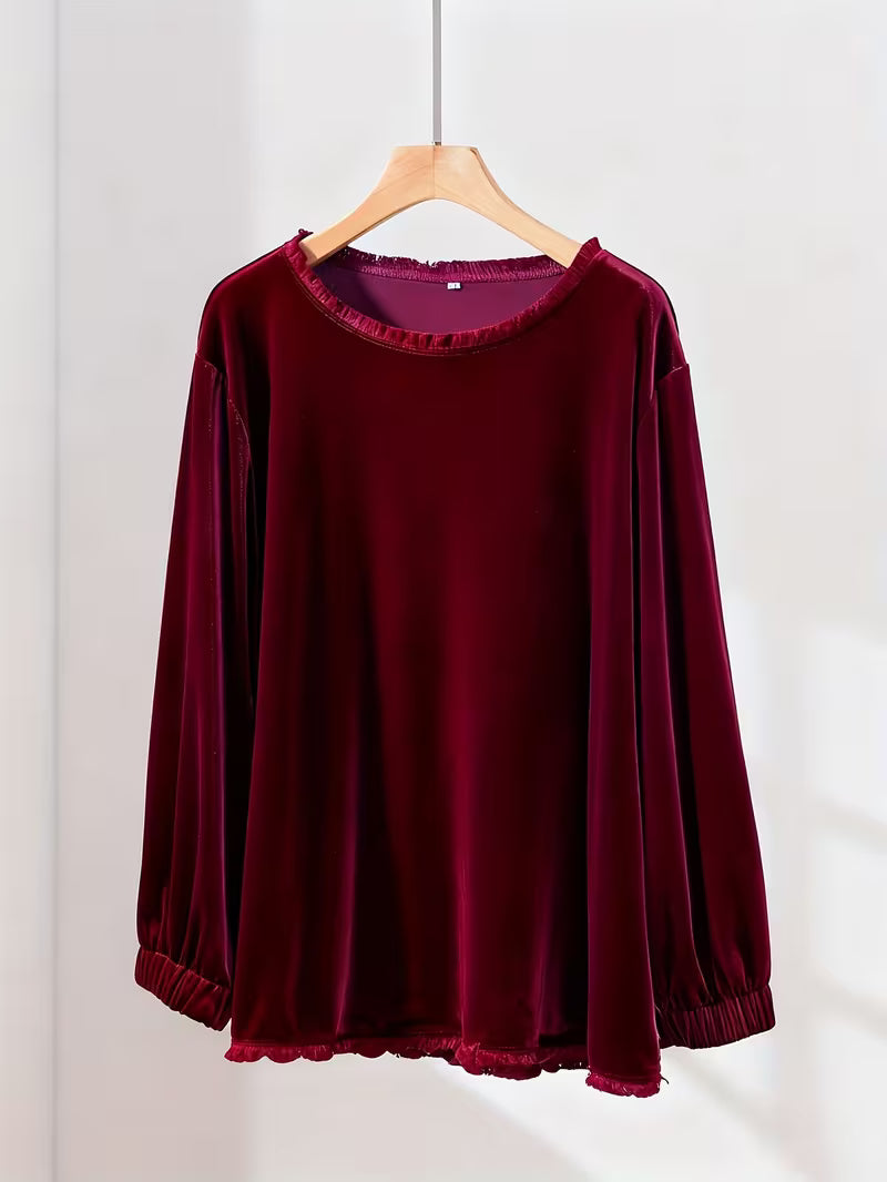 Petunia | Velvet Long Sleeve Loose Fit Top