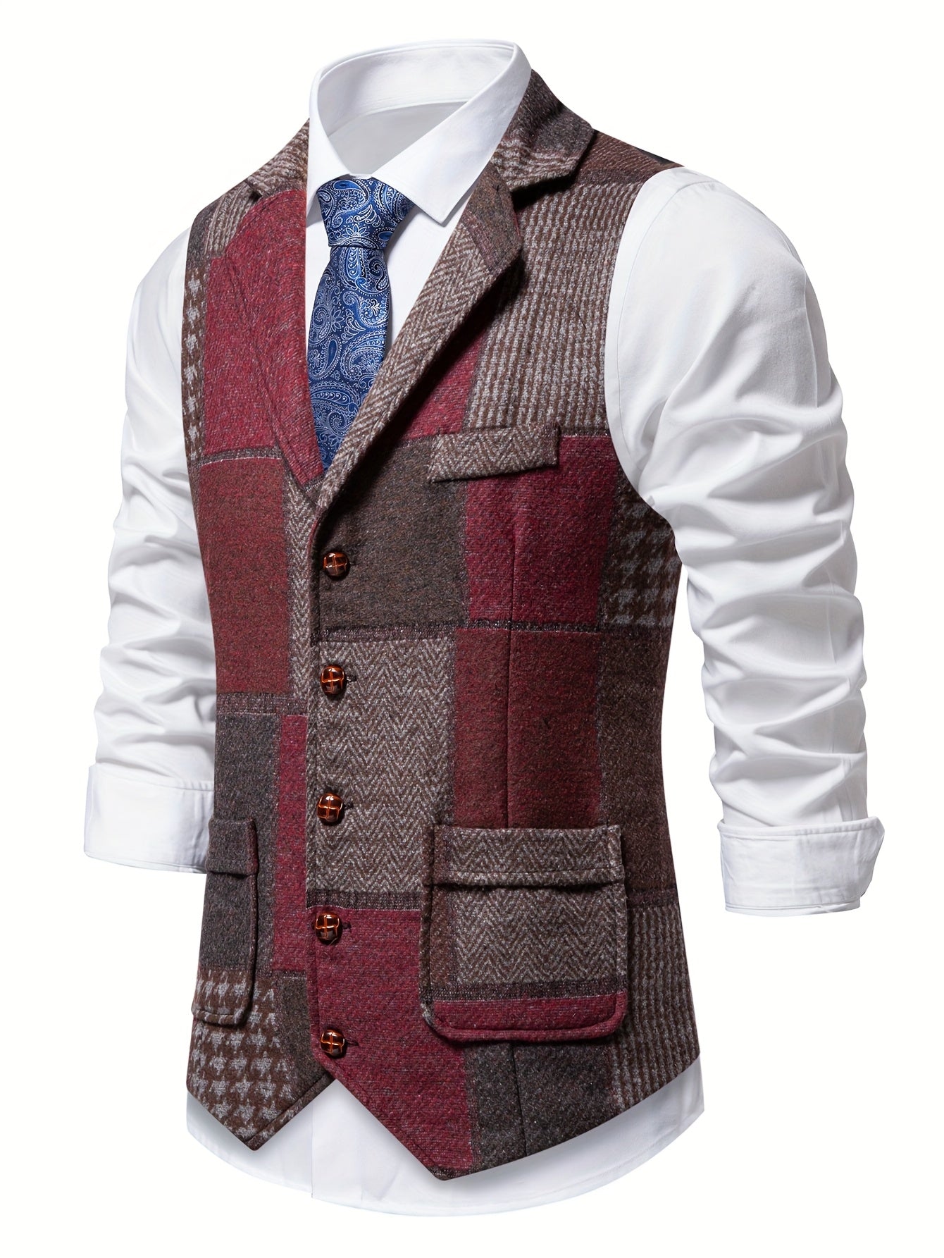 Saverse | Patchwork Tweed Style Waistcoat